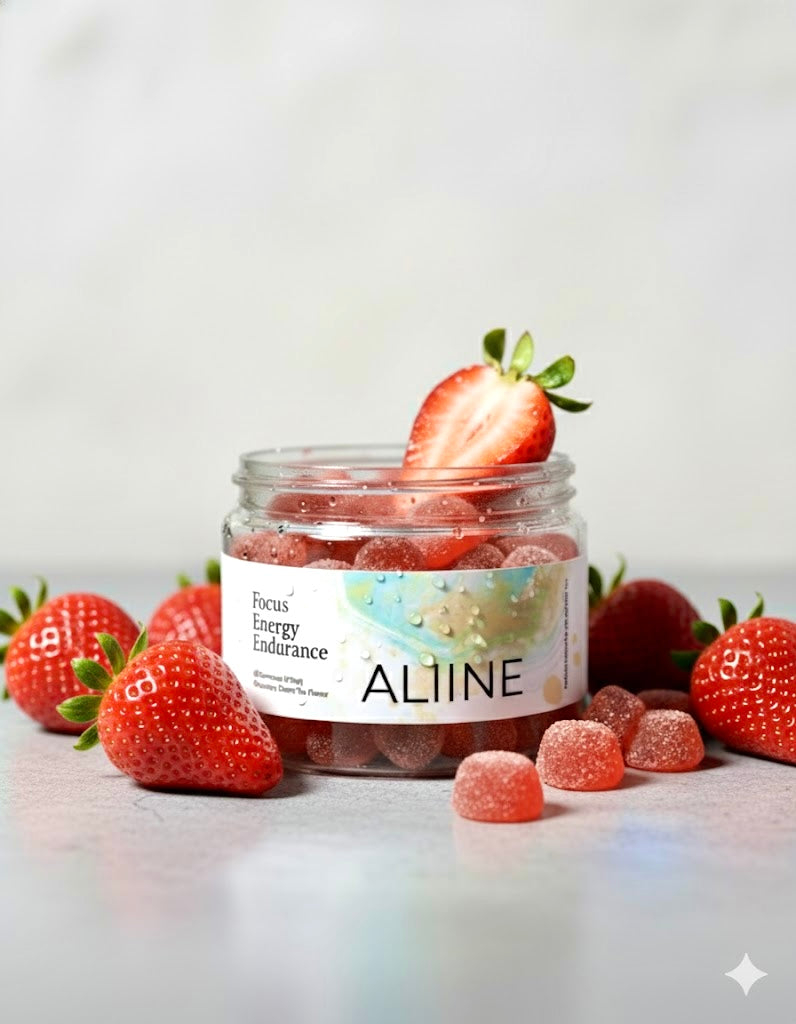 Aliine gummies with fresh strawberries
